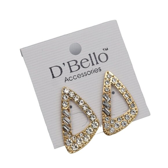 DBello Accessories Earrings Gold Tone CZ And Gray Rhinestone Pierced - Picture 1 of 4